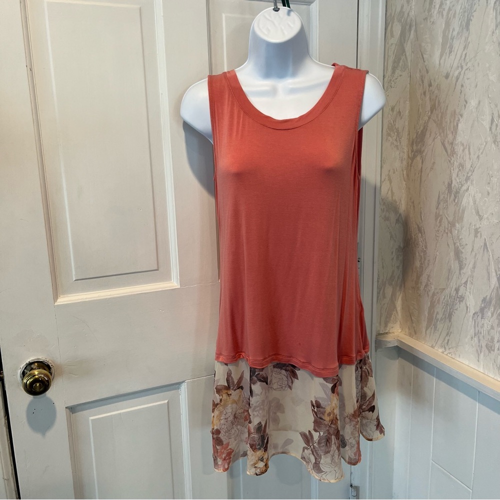 Logo Pink and White Dress with Flower Design Size S